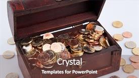  Presentation with treasure chest - Colorful PPT layouts enhanced with government spending - treasure chest with euro coins backdrop and a  colored foreground