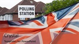  Presentation with union jack flag - Colorful theme enhanced with govertment notices - polling station sign and union backdrop and a coral colored foreground