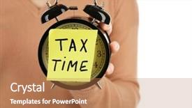  Presentation with countdown time bomb alarm - Presentation theme having govertment notices - woman in brown sweater holding background and a coral colored foreground