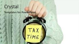  Presentation with alarm - Colorful PPT layouts enhanced with govertment notices - woman in knitted sweater holding backdrop and a soft green colored foreground