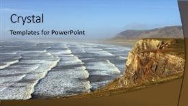  Presentation with beach sands - Presentation consisting of gower peninsula in south wales background and a light blue colored foreground