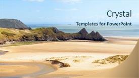  Presentation with peninsula plateau - Presentation design with gower peninsula in south wales background and a sky blue colored foreground