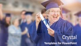  Presentation with graduation ceremony invitation - Colorful slide set enhanced with gown at outdoor graduation ceremony backdrop and a ocean colored foreground