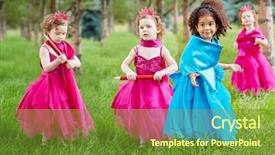  Presentation with park - Audience pleasing presentation theme consisting of gown examines standing on grassy backdrop and a tawny brown colored foreground