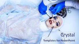  Presentation with plastic surgery - Presentation design featuring gown lying on the operating background and a sky blue colored foreground