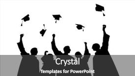  Presentation with american graduation african education - PPT theme featuring gowns throwing mortarboards in air background and a dark gray colored foreground