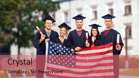  Presentation with bachelor - Beautiful theme featuring gowns with diplomas and american backdrop and a coral colored foreground