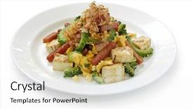  Presentation with bitter - Slides featuring goya chanpuru bitter gourd stir background and a white colored foreground