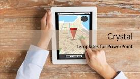  Presentation with map - Presentation theme enhanced with gprs - close up of hands background and a coral colored foreground