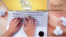  Presentation with gps - Slide deck consisting of gps against part of hands typing on laptop background and a yellow colored foreground