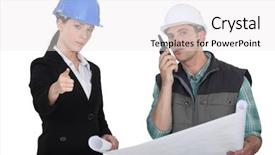  Presentation with foreman - Presentation theme having gps antenna - architect and foreman background and a  colored foreground