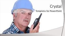  Presentation with foreman - Slide set featuring gps antenna - foreman with radio receiver background and a  colored foreground