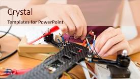  Presentation with drone - Audience pleasing presentation design consisting of gps control - making of drone at home backdrop and a  colored foreground