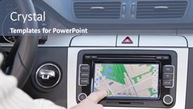  Presentation with gps - PPT theme enhanced with gps-navigation-panel-on-dashboard background and a seafoam green colored foreground