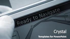  Presentation with gps - Beautiful theme featuring gps technology - male hand holding satellite navigation backdrop and a ocean colored foreground