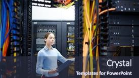  Presentation with technical - Slide set with gpu - technical worker of cryptocurrency center background and a tawny brown colored foreground