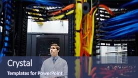  Presentation with mining - PPT theme having gpu - young man in whitecoat standing background and a ocean colored foreground