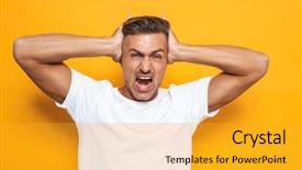  Presentation with angry - PPT theme having grab - image of angry guy 30s background and a gold colored foreground