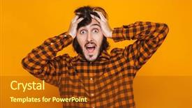  Presentation with man head in hands - Audience pleasing PPT layouts consisting of grab - portrait of european man grabbing backdrop and a tawny brown colored foreground