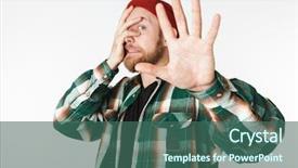  Presentation with unhappy - Slide deck consisting of grab - portrait of unhappy man wearing background and a ocean colored foreground