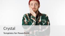  Presentation with hat - Presentation theme having grab - portrait of unshaved man wearing background and a white colored foreground