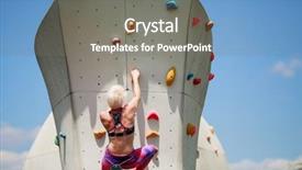  Presentation with rock climbing - PPT theme enhanced with grab bag - photo from back of athlete background and a gray colored foreground