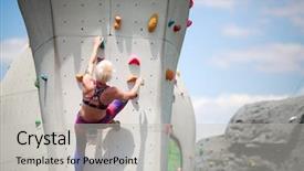  Presentation with rock climbing - Audience pleasing PPT theme consisting of grab bag - photo from back of sports backdrop and a light gray colored foreground