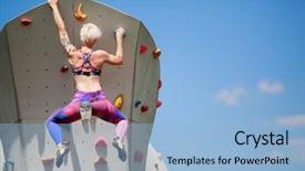  Presentation with rock climbing - Slide set consisting of grab bag - photo from back of young background and a light blue colored foreground