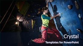  Presentation with rock climbing - Beautiful slides featuring grab bag - young woman practicing rock-climbing backdrop and a  colored foreground