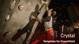  Presentation with rock climbing - Slide deck featuring grab bag - young woman practicing rock-climbing background and a wine colored foreground