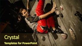  Presentation with rock climbing - Colorful slide set enhanced with grab bag - young woman practicing rock-climbing backdrop and a tawny brown colored foreground