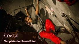  Presentation with rock climbing - Beautiful slide deck featuring grab bag - young woman practicing rock-climbing backdrop and a wine colored foreground