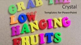  Presentation with fruits - Amazing slides having grab the low hanging fruits backdrop and a  colored foreground