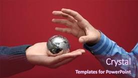  Presentation with world puzzle - Beautiful presentation theme featuring grabbing a small planet puzzle backdrop and a tawny brown colored foreground