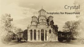  Presentation with orthodox - Theme having gracanica-serbian-orthodox-monastery-located background and a lemonade colored foreground