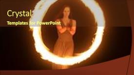  Presentation with fire red - Cool new presentation design with graceful-elegant-red-haired-female backdrop and a tawny brown colored foreground