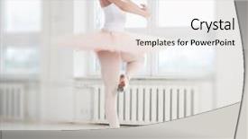  Presentation with empty space dance studio - Theme enhanced with gracefull ballerina in a dance background and a  colored foreground