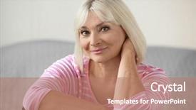  Presentation with woman in labor - Audience pleasing PPT theme consisting of graciousness - attractive mature woman indoors backdrop and a  colored foreground