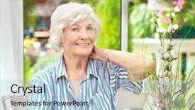  Presentation with winter - Colorful slide set enhanced with graciousness - beautiful senior woman sitting backdrop and a light blue colored foreground