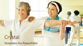  Presentation with female sport - PPT theme with graciousness - portrait of sporty female supporting background and a lemonade colored foreground