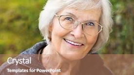  Presentation with lady - Theme enhanced with graciousness - senior lady looking relaxed background and a coral colored foreground