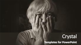 Presentation with woman sad - Slides having graciousness - vintage style monochrome photo sad background and a dark gray colored foreground
