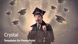 Presentation with graduation black graduate hat - PPT layouts having grad - college graduate with many flying background and a gray colored foreground