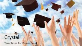  Presentation with graduation - Audience pleasing slide deck consisting of grad - graduates hands throwing graduation hats backdrop and a lemonade colored foreground