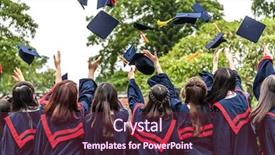  Presentation with ceremony - Slide deck featuring grad - graduation ceremony background and a tawny brown colored foreground