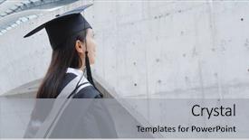 Presentation with graduation black graduate hat - Audience pleasing theme consisting of grad - side profile of woman graduation backdrop and a light gray colored foreground