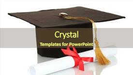  Presentation with diploma - Amazing PPT theme having grad hat and diploma isolated backdrop and a tawny brown colored foreground