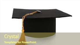  Presentation with art white gray grey - Audience pleasing PPT theme consisting of grad hat isolated on white backdrop and a tawny brown colored foreground