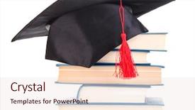  Presentation with books - Colorful PPT theme enhanced with grad hat with books isolated backdrop and a lemonade colored foreground