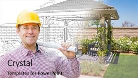  Presentation with contractor - Slide deck featuring gradation - contractor in front of drawing background and a soft green colored foreground